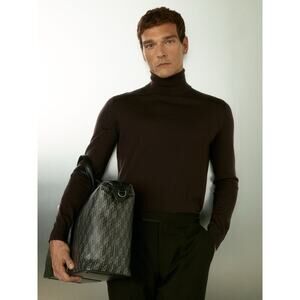 Reiss Caine Slim Fit Merino Wool Roll Neck Jumper Sweater Dark Bordeaux Large